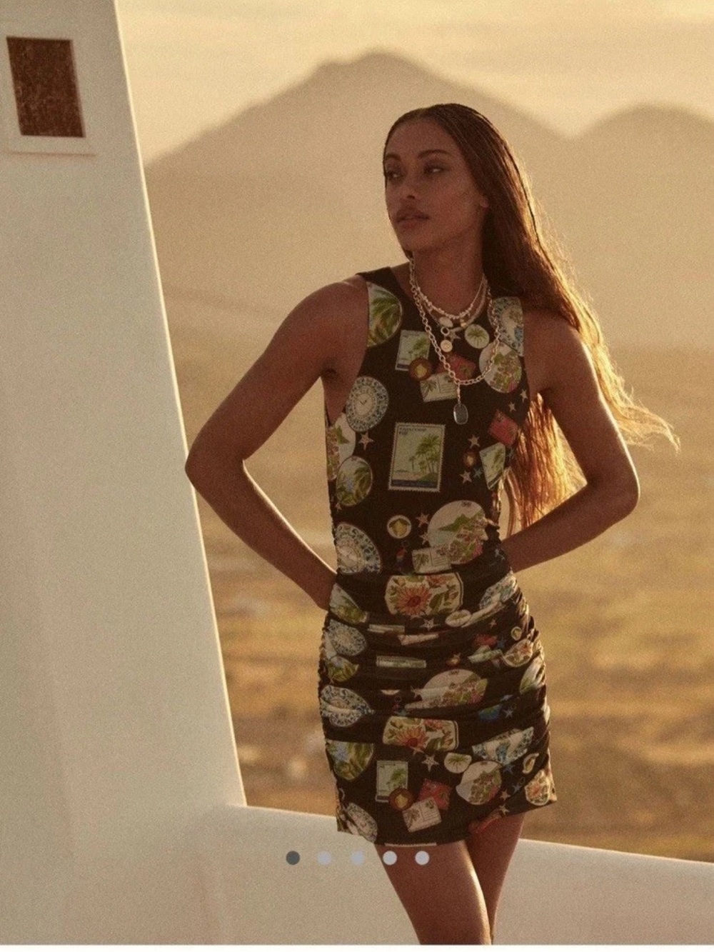 Anthropologie Farm Rio Trip Souvenir Ruched lined mini dress large
